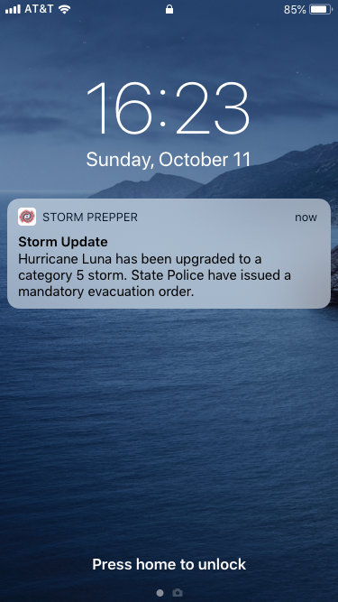 Image of screen with Evacuation Mandate notification